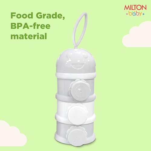 Image of Milton Baby 3 Layer Milk Powder Container I Formula Dispenser On The Go I BPA Free - 100% Food Grade I Travel Friendly Portable Container for Milk Powder, Snacks, Fruits I Light Weight I Grey