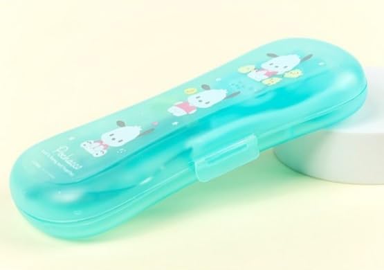 Cute Fork, Spoon, and Chopsticks Flatware Set with Case, Stainless Steel (Green)