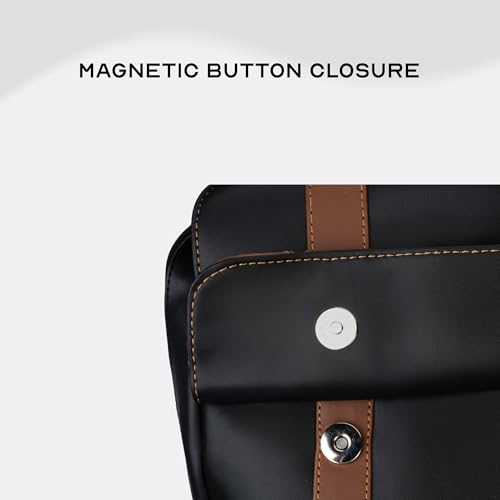 Image of Assembly Vintage 21L Laptop Backpack for Men Women 15.6 Inch Leatherette Office Travel Bag with Hidden Magnetic Flap Closure