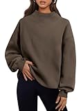 Trendy Queen Womens Oversized Sweatshirts Turtleneck Pullover Long Sleeve Hoodies Tops Fall Fashion Outfits 2026 Clothes Coffee M