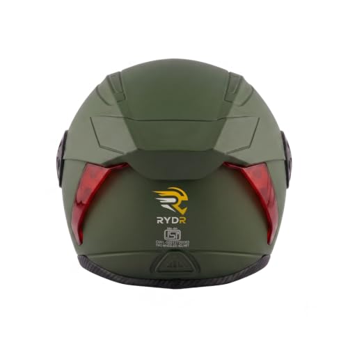 Image of RYDR Flare Green Half Face Helmet for Men & Women with Helmet Bag | Open Face Bike Helmet | Durable ABS Shell, Comfortable Padding & Air Ventilation