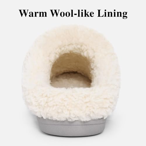 Image of Evshine Warm Knit House Slippers for Women Comfy Wool-Like Lined Chenille Slippers with Memory Foam and Indoor Outdoor Soles