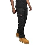 R.S.W RAPID SAFETY WORKWEAR Mens Tradesman Work Trousers with Combat Cargo Pockets (Black, 34W / 33L)
