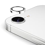 Podick カメラフィルム iPhone 16E用 カメラ保護 9H強化ガラス アルミ合金 アイフォン16e カメラカバー キズ防止 耐衝撃 高透過率 黒縁取り 露出オーバー防止 極薄 レンズカバー プロテクター シルバー