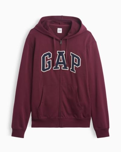 Image of Men's Graphic Zip-Front Hooded Sweatshirt, Burgandy, s