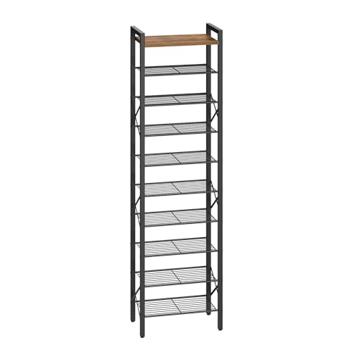 YATINEY 10-Tier Narrow Shoe Rack, Tall Shoe Rack for 10-20