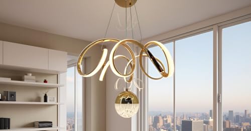 Image of swanart Fiberglass Vortex Contemporary Chic Profile Pendant Light - LED Hanging Fixture Ideal for Residential and Professional Spaces