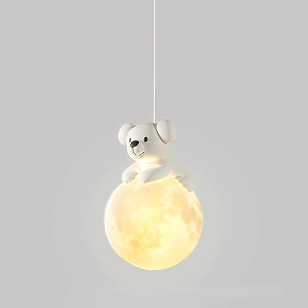 Luminaire suspendu enfant moderne avec douille E27 et ours décoratif