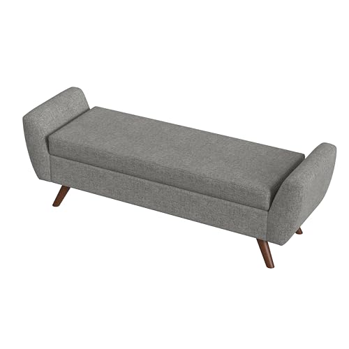 Image of HomePop 60 inch Modern Storage Bench with Wood Legs - Gray Woven