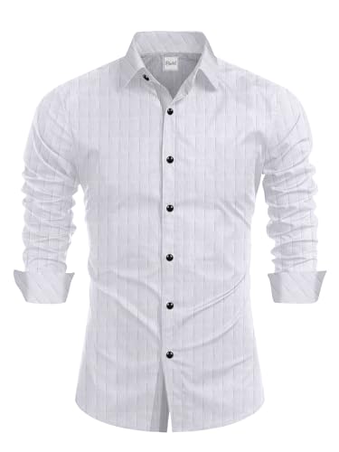 Image of Tailored Fit Men's Embossed Cotton Fabric with Long Sleeves Premium Casual Shirt for Men