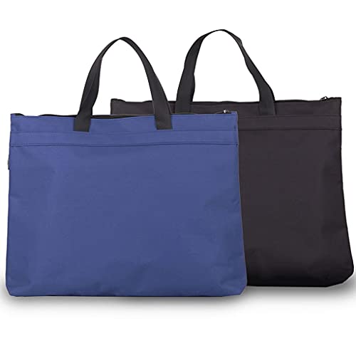 A4 Folder Zipper Bag Double-Layer (Blue/Black) Handbag Business Office Information Tote Large-Capacity Briefcase (Color : Black)3