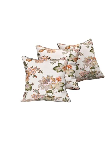 Image of Pure Cotton Quilted Cushion Cover 16x16 Inch | Anokhi Print Decorative Throw Pillow Cover | Soft Cotton Sofa Cushion Cover with Hidden Zipper | Living Room Bedroom Home Decor