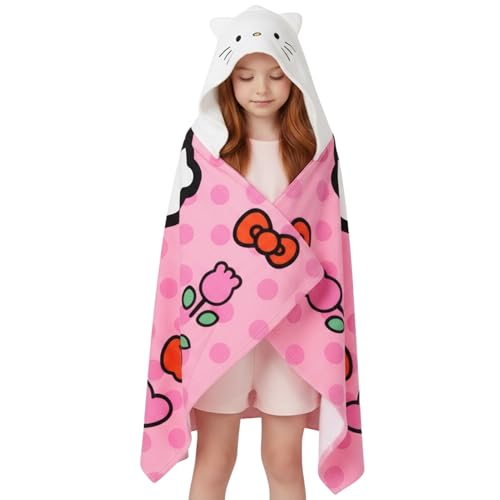 Hello Kitty Toalla con Capucha para Niñas, Toalla de Playa, Toalla de Baño Poncho, Toalla Natación Infantil