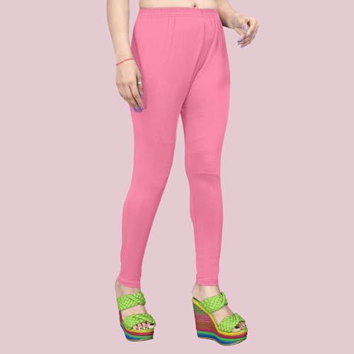 Image of Women's Solid Mid Rise Slim Fit Ankle Length Leggings - Comfortable and Stylish Yoga Pants for Workout, Running and Everyday Wear