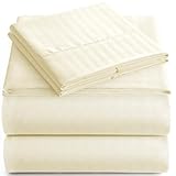 King Sheet Set - 4-Piece Striped Deep Pocket King Bed Sheets - Ultra-Soft & Wrinkle-Free King Size Bedding - Cooling Microfiber King Bed Sheet Set with 1 Fitted Sheet, 1 Flat Sheet, 2 Pillowcases