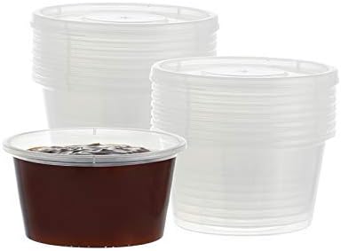 [50 Sets - 4 oz.] PP Plastic Disposable Portion Cups with Lids, Souffle Cups, Condiment Cups, Sauce Cups (4OZ)