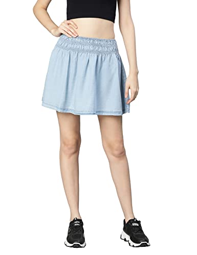 Image of oxolloxo Women Regular Fit Cotton Solid Casual Skirt
