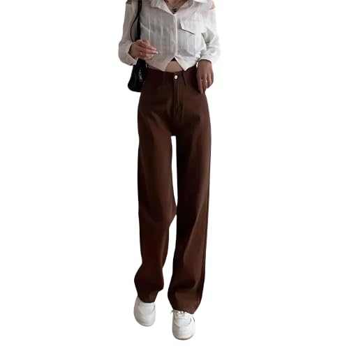 urge Women's Brown High Rise Wide Leg Loose Denim Jeans | Relaxed Fit Soft Stretchable Cotton Jeans | Stylish Pocket High Waist Pants for Everyday & Casual Outfits-picture-10