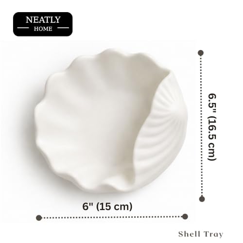 Image of Aesthetic Handmade Big Shell Trinket Tray Handmade | Jewelry Organizer | Vanity Tray for Women | Minimalist Home Decor, Candle Holder & Multipurpose - (15 x 16.5 cm)