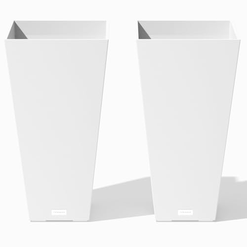Image of Veradek Pure Series Taper Planter - Tall Tapered Outdoor Planter with Shelf