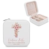 Regalos personalizados de primera comunión para niñas, caja de joyería personalizada con nombre y fecha, elegante recuerdo para rosario y baratijas, regalos únicos de comunión para niñas, nieta