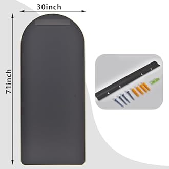 Easly 71''x30'' Large Arched Full Length Mirror, Floor Standing Stylish Full Body Mirror with Rounded Corners for Home Decor, Aluminum Alloy Frame Hanging Mirror for Wall, Gold