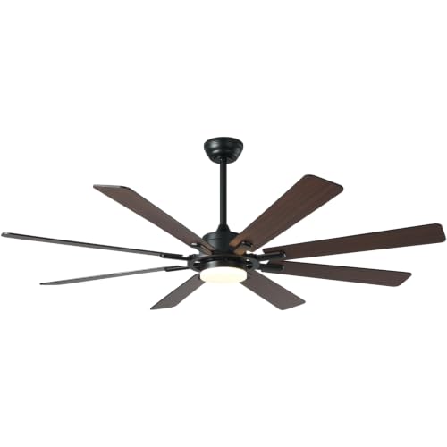 62inch Outdoor Ceiling Fan with Light 8black Wooden Blades Dimmable 3Color Temp LED &6Speeds Remote SilentReversible DC Motor Damp Rated LargeFan for indoor Living Room Covered Patio Front Porch by Forest Lighting - Used condition - Image 9