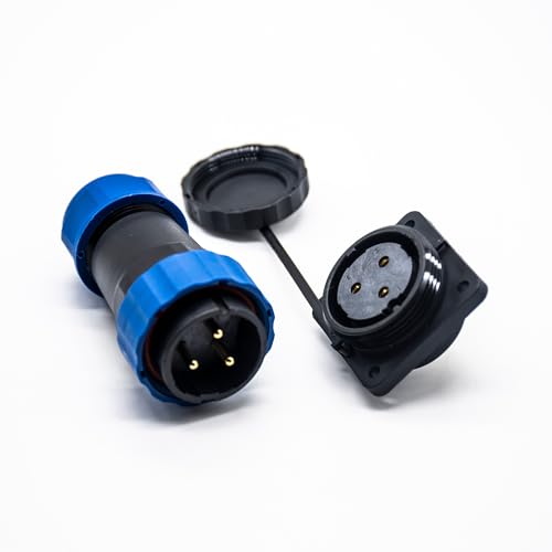 SP29 Series Waterproof Aviation Connector 3 Pin - Straight Solder Type Male Plug & Female 4-Hole Flange Socket, IP-Rated for Outdoor & Industrial Use