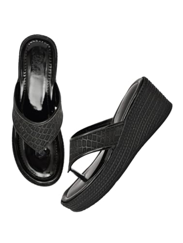 Image of Women's Wedge Heel Flip Flops | Stylish Platform Slippers for Women | Soft Cushioned Comfort | Anti-Slip Sandals | Casual Slip-On Thong Sandals