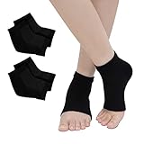 ZAKASA Moisturizing Gel Heel Socks for Dry Cracked Heels Repair - 2 Pairs Gel Lined Toeless Spa Socks for Foot Care Treatment Overnight