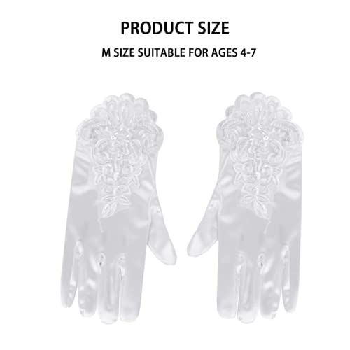 Wedding Flower Girls Gloves Bridesmaid Child Short Satin Gloves Fancy Costume Princess Gloves3