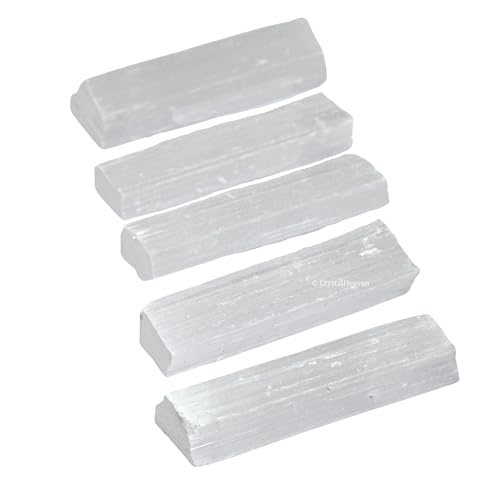 Crystal Heaven Certified Selenite Wand Charging Plate Stick-Pack Of 5 Selenite Crystal 2" Stick To Charge Crystal,Cleansing Re-Energy Work,Meditation And Pooja(Rectangular)
