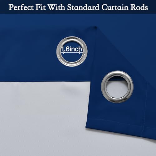 Image of SimpleHome Ombre Room Darkening Curtains for Bedroom, Gradient Royal Blue to Grey White Light Blocking Thermal Insulated Grommet Window Curtain /Drapes for Living Room,2 Panels, 52x84 inches Length