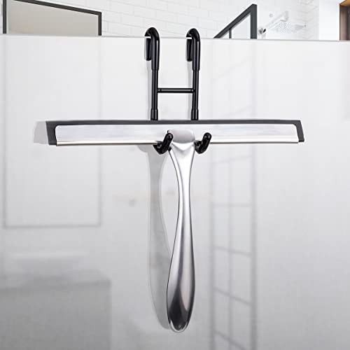 Haitis 2 Pack Over Shower Glass Door Hook, Plated Matt Black, 304 Stainless Steel Rack Hooks, Bathroom Frameless Drilling-Free Hanger, For Bathing Suits, Robe, Towel, Squeegee, Loofah, Shaver #TOP5