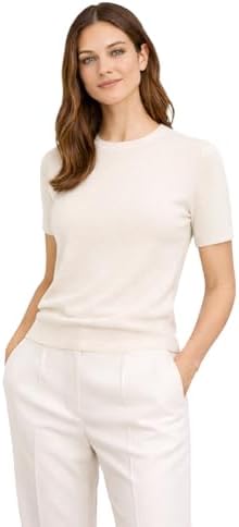 State Cashmere Women’s Essential Short Sleeve Crewneck Sweater 10...