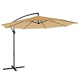 Zeit für Entspannung! Der Sonnenschirm verfügt über einen Schirmmast aus Metall und ein robustes Fußkreuz. Bitte platzieren Sie schwere Gegenstände auf dem Fuß, um die Standfestigkeit des Sonnenschirms zu erhöhen. Die Freiluftsaison kann beginnen!