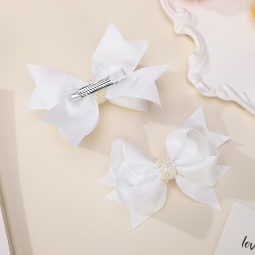 Pinzas para cabello con moño 5 pulgadas blancas miniatura 6