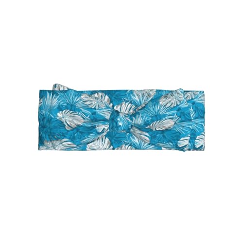 Blue And White Tropical Plants Print Baby Girl Bows Headbands Baby Girls Newborn Headbands Infant Toddlers 0-6 Months
