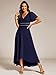 Ever-Pretty Women's V Neck Ruffles Sleeves Empire Waist A Line Pleated Chiffon Evening Dresses Navy Blue US10