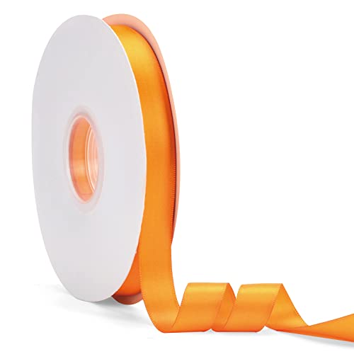 5/8" x 50Yds Orange Double Faced Satin Ribbon,High Density Solid Color Ribbon,Great for Crafts,Gift Wrapping,Sewing,Wedding&Christmas Decor (5/8" x 50Yds, Orange)