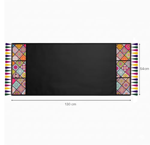 Image of Refrigerator Single Door Waterproof, Dustproof, Tassel Lace Refrigerator Top Cover, Protective Cover for Fridges with Extra Storage Space Nylon Top cover with 6 Storage Pockets ( Multi, 130 x 54 cm )