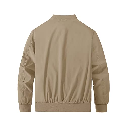 Magcomsen Men's Bomber Jackets Men Fashion Casual Windbreaker Jacket Spring Jackets Light Golf Jackets Outerwear Khaki,S #TOP1