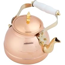 Classic Cuisine Copper Tea Kettle - Teapot for Stovetop with Copper Exterior, Nickel Lining, and Ceramic Handle - 7.25C/1.8Q Vintage-Style Kettle - Perfect for Tea, Coffee, or Cooking