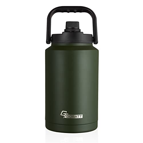 Gobatt 128 0Z Stainless Steel Double Wall Insulated Water Bottle,One Gallon Hot & Cold Drinks Thermoses Flask, Jug With Handle For Sports, Outdoors,Gym,Hiking & Camping (1 Gallon, Army Green) #TOP1