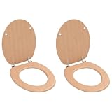 LoogCape Set di 2 sedili per WC con coperchio in MDF e bambù, per i comuni modelli WC con cerniere regolabili, durevoli, facili da pulire, universali, chiusura ammortizzata, silenziosi e stabili