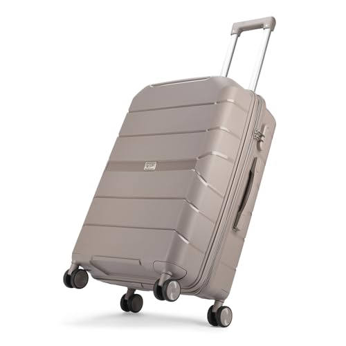 Image of VIP Pristine Hardsided 8 Wheel Polypropylene (PP) Spinner Suitcase With Large Expander,Combination Lock And 5 Years International Warranty (Brown, (Cabin+Medium+Large)), 60 Cm