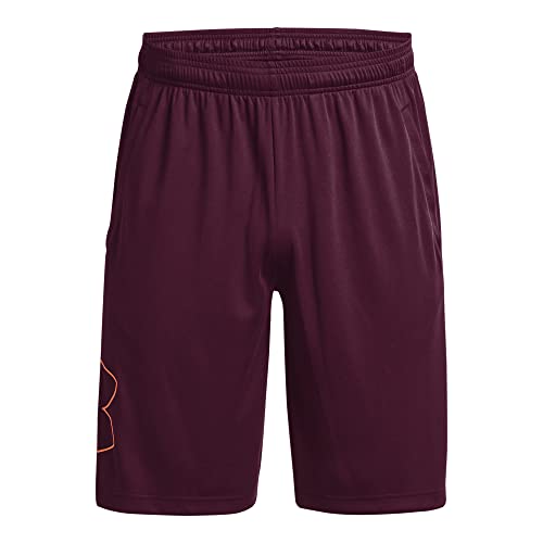 Image of Under Armour Men's Tech Graphic 10 inch Shorts, (572) Purple Stone / / Orange Blast, Small