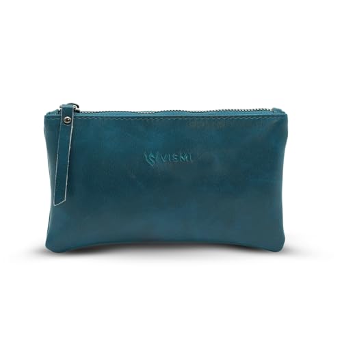 Image of VISMIINTREND High Capacity Stationery Holder & Accessories Pouch - Large Pencil Case for School, College, Office, and Cosmetics, Teal Blue Pen & Pencil Case