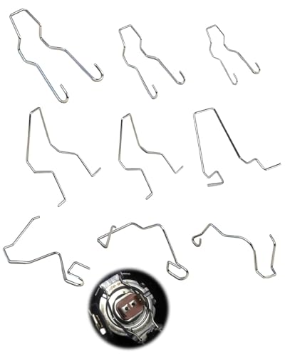 SCJJZ 9 Pcs Clips De Resorte De Retención De Bombilla,Acero Duradero, Compatibles con H1/H3/H4/H7, para Faros Delanteros y Luz de Cruce en una Gran variedad de Vehículos, Sujeción Segura y