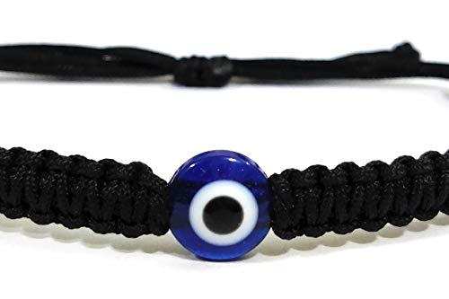 Image of evil eye bracelet black cord for(unisex adult)(not for anklet
